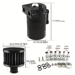 Oil Catch Can Kit, Reservoir Baffled Tank With Breather Filter Universal Aluminum