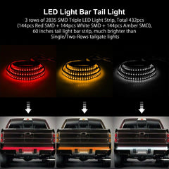 60" Inch Truck Tailgate LED Light Bar Brake Reverse Turn Signal Stop Tail Strip - KinglyDay