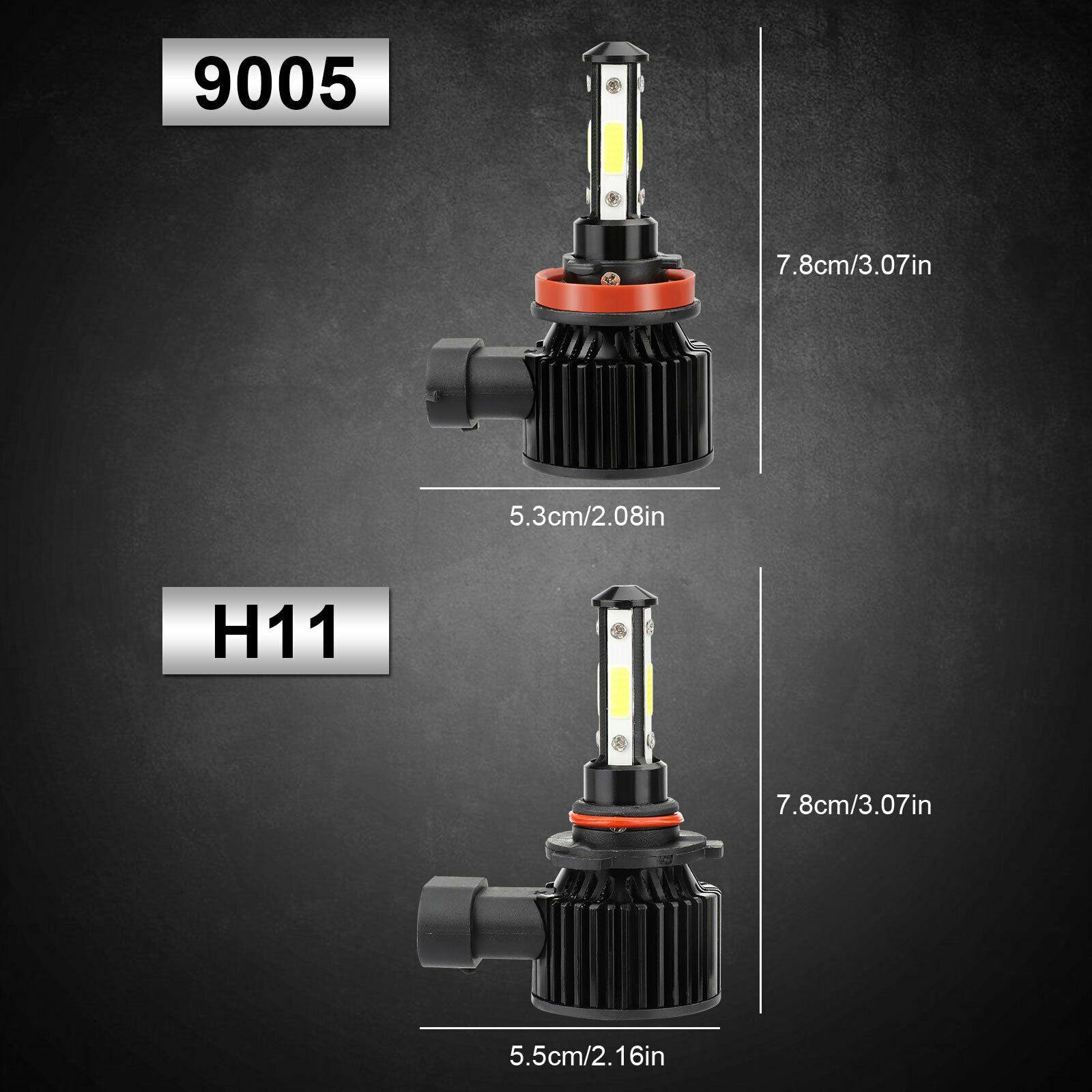 4X 9005 + H11 Combo CREE LED Headlight Kit High Low Beam Bulbs 6000K Super White - KinglyDay