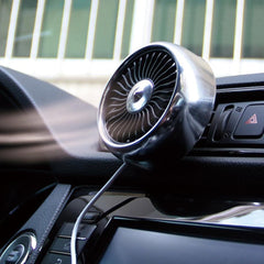 Mini Car USB Fan Vent 3 Speed Built-in LED Light with Cable Cooling Fan Creative Interior Supplies - KinglyDay