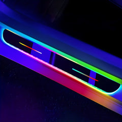 4pcs/set Luces LED de umbral de puerta de automóvil sin cableado - Luz de camino de pedal de automóvil RGB con luces decorativas de cortesía de bienvenida de neón inalámbricas USB