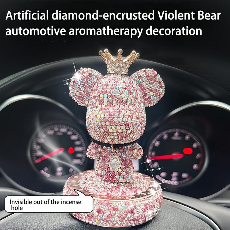 Car Air Freshener For Decoration, Cute Car Interior Hanging Accessories Bling Rhinestone Bear For Car Decoration, Holiday Gift For Boys Girls Friends - KinglyDay