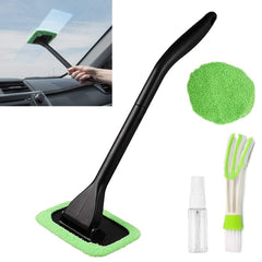 Car Window Cleaner Inside Windshield Brush Tool , Detachable Handle Pivoting Washable Microfiber Cloths Pads ,with Vent Cleaning Brush and Spray - KinglyDay