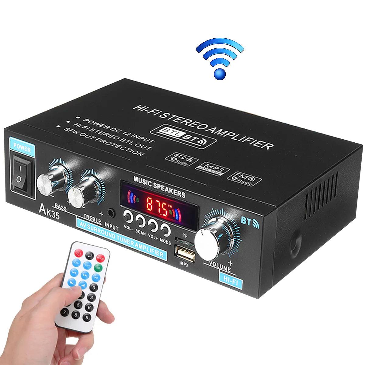 800W Hifi Stereo Bluetooth Amplifier for Home & Car with Remote & LCD Display - KinglyDay