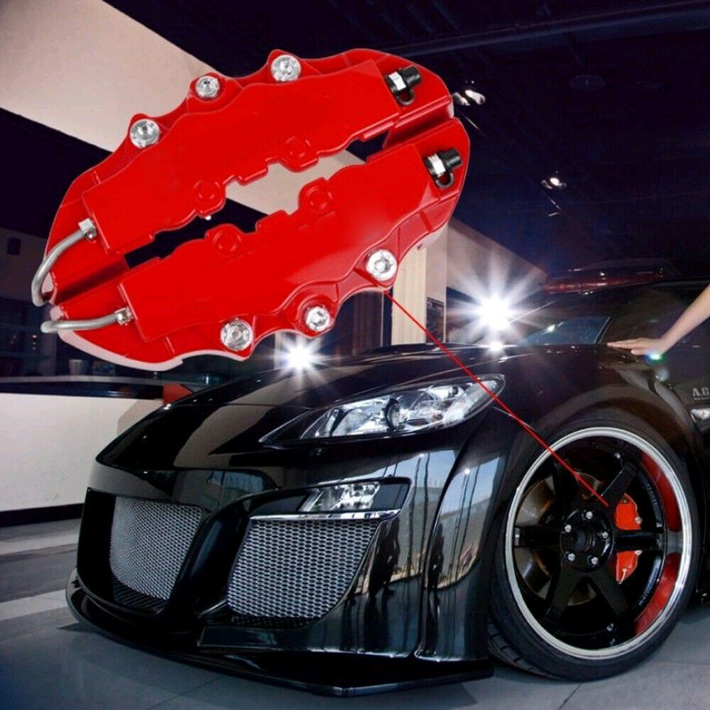 4PCS Red 3D Auto Car Disc Brake Caliper Covers Front & Rear Wheels Accessories Kit - KinglyDay