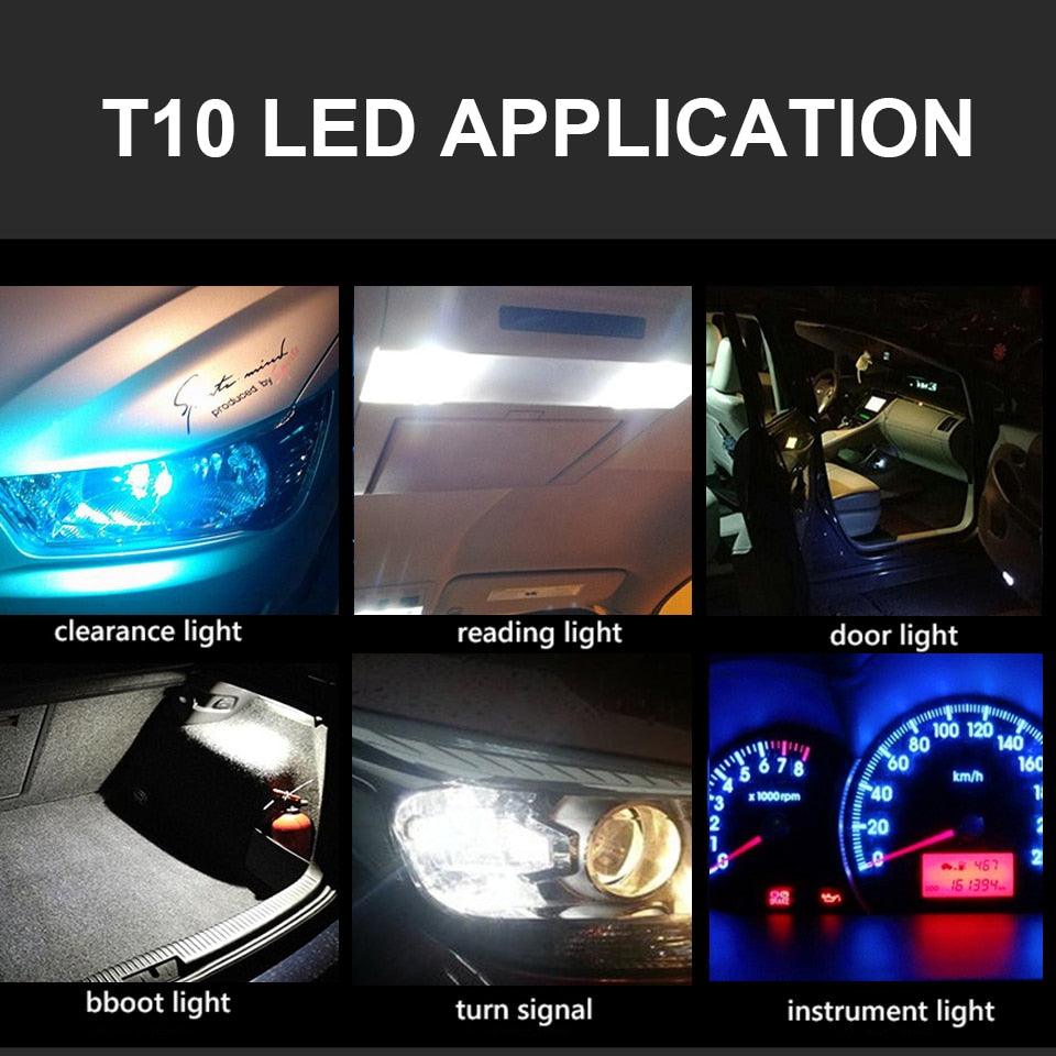 W5W Led T10 Car Light COB Glass 6000K White Auto Automobiles License Plate Lamp Dome Light Reading DRL Bulb Style 12V - KinglyDay