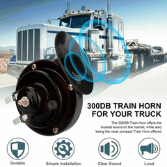 1 Pair 300DB Super Loud Train Horn for Truck Train Boat Car Air Electric Snail Single Horn Black - KinglyDay