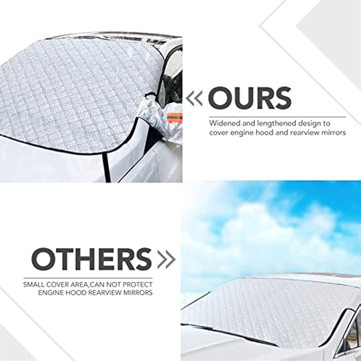 Kinglyday Windshield Snow Cover Front Window Cover for Snow, Ice & Wiper Protector | All Weather Car Sunshade Fits Most Sedans - KinglyDay