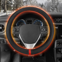 Warm Touch Heated Steering Wheel Cover Heats up Quickly - Universal Size 14.5-15.5" for Car Truck Van SUV - KinglyDay