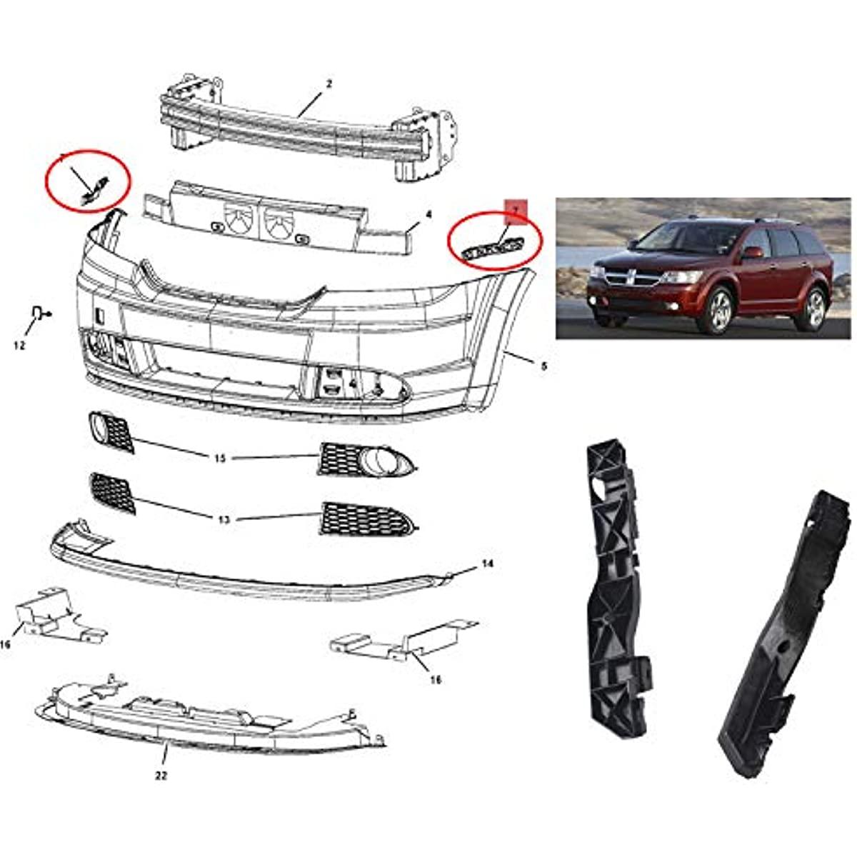 Front Bumper Bracket Support 1 Pair Left and Right Side Compatible with 2009-2017 Dodge Journey 5178411AD 5178410AD CH1032105 CH1033105 - KinglyDay