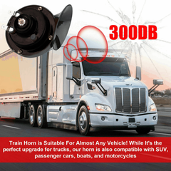 1 Pair 300DB Super Loud Train Horn for Truck Train Boat Car Air Electric Snail Single Horn Black - KinglyDay