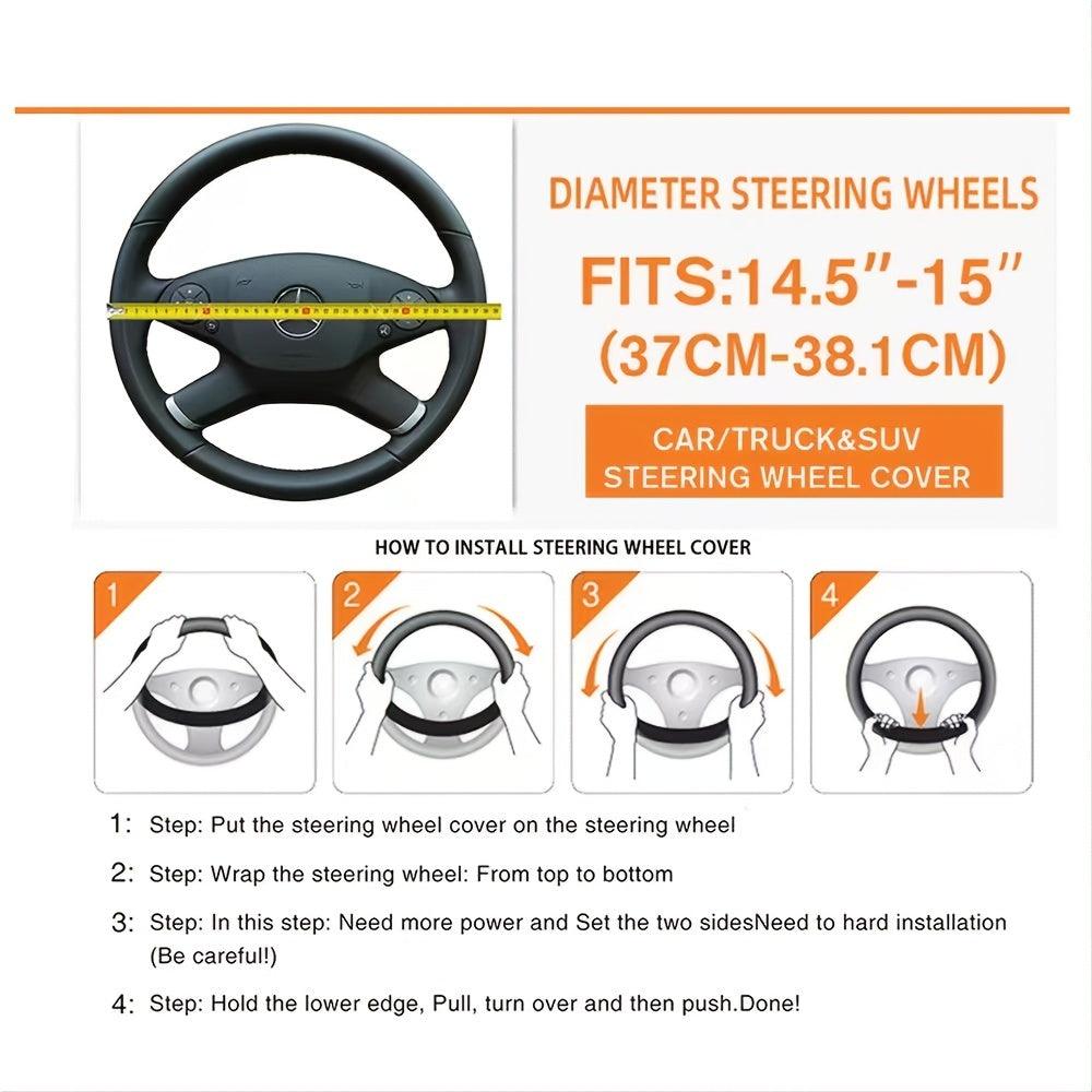 Carbon Fiber Sports Steering Wheel Cover - Universal Fit Steering Wheel Protector - KinglyDay