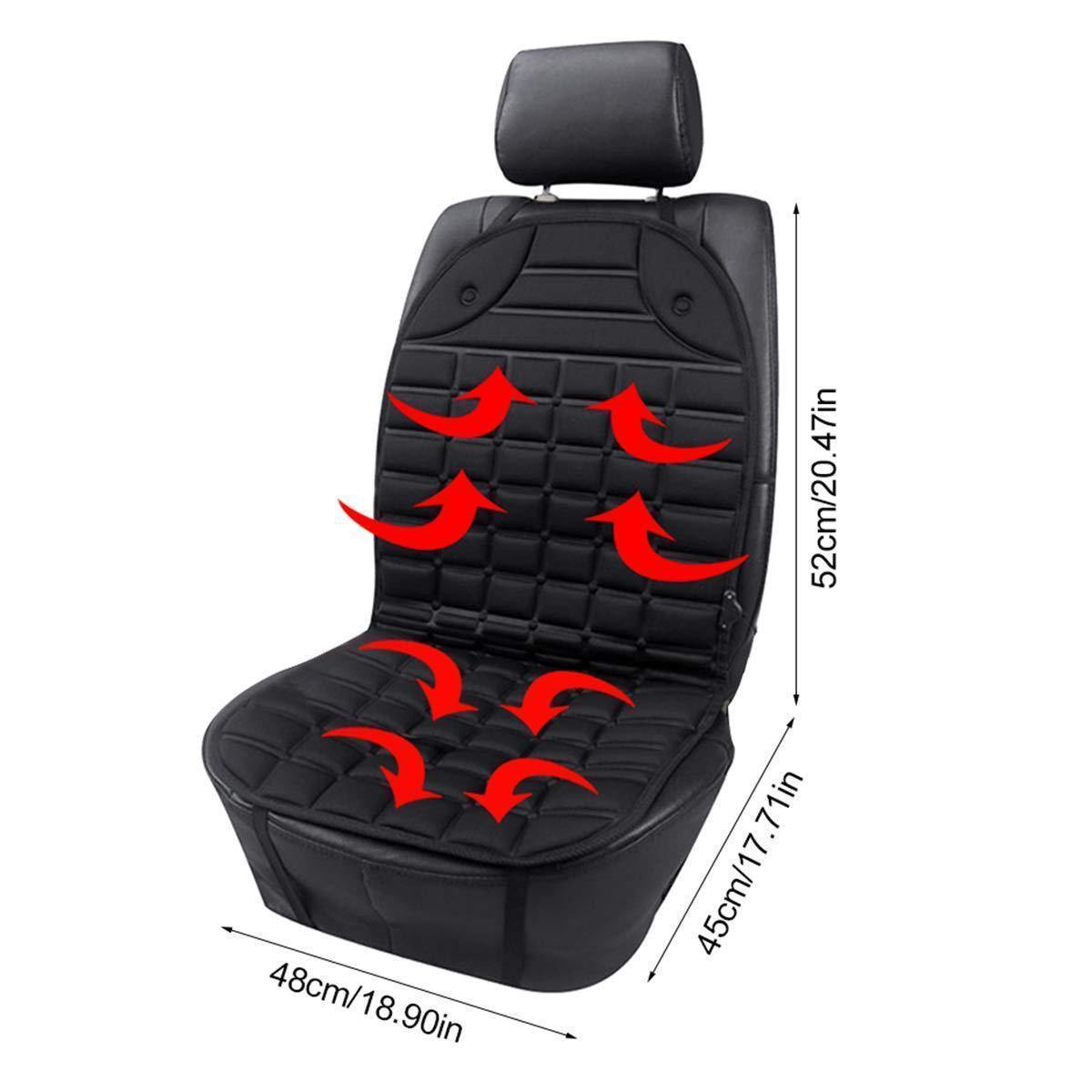 Car & SUV & Truck Seat Cushion, Black Polyester, Universal, Heated, Warm, For Winter - KinglyDay
