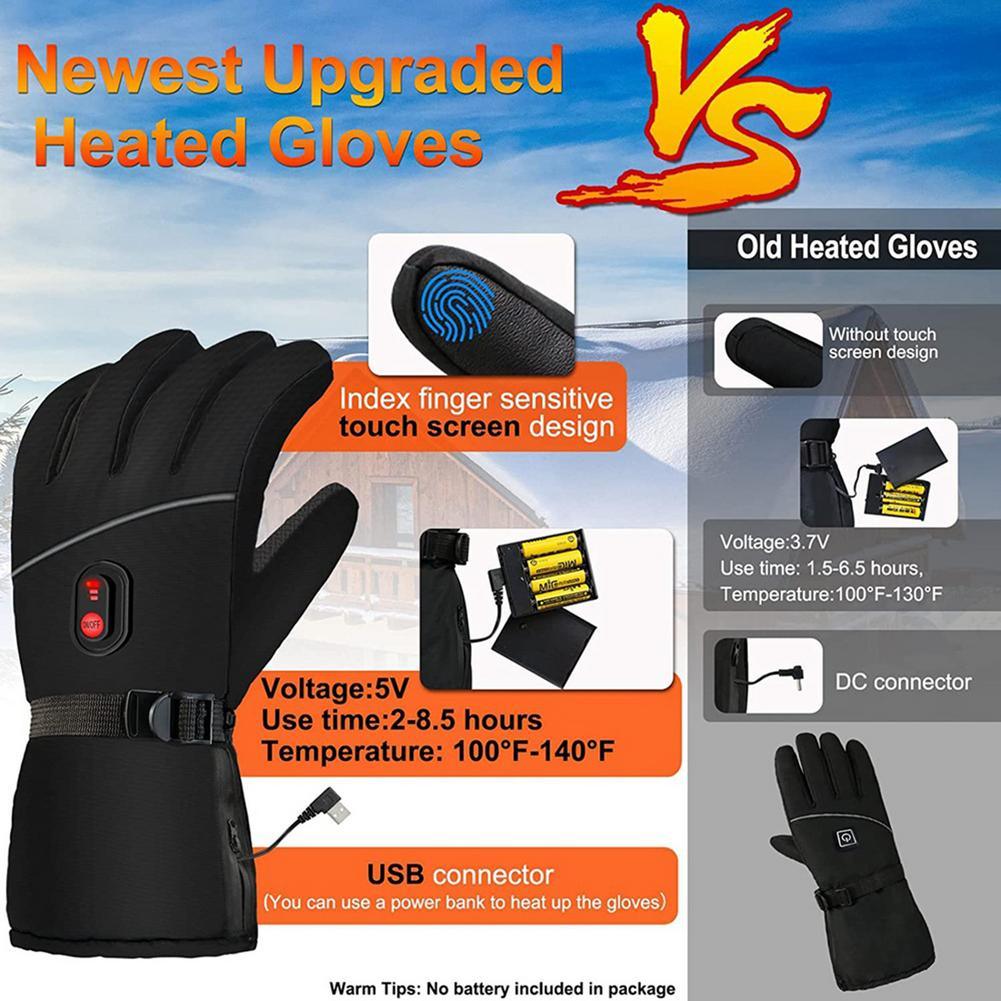 Heated Gloves & Winter Gloves ,Motorcycle Gloves,3 Heating Levels Waterproof & Rechargeable Touch Screen Heated Gloves - KinglyDay