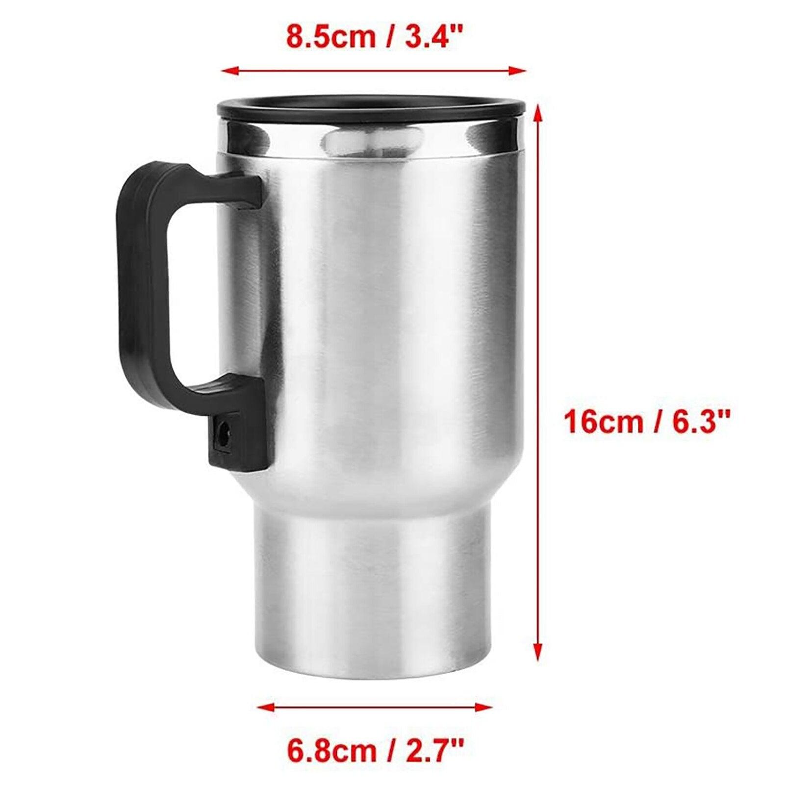 Vehicle Heating Cup 500ML 12V Car Vehicle Heating Stainless Steel Water Cup Kettle Coffee Heated Mug Stainless Steel Accessories - KinglyDay