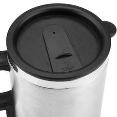 Vehicle Heating Cup 500ML 12V Car Vehicle Heating Stainless Steel Water Cup Kettle Coffee Heated Mug Stainless Steel Accessories - KinglyDay