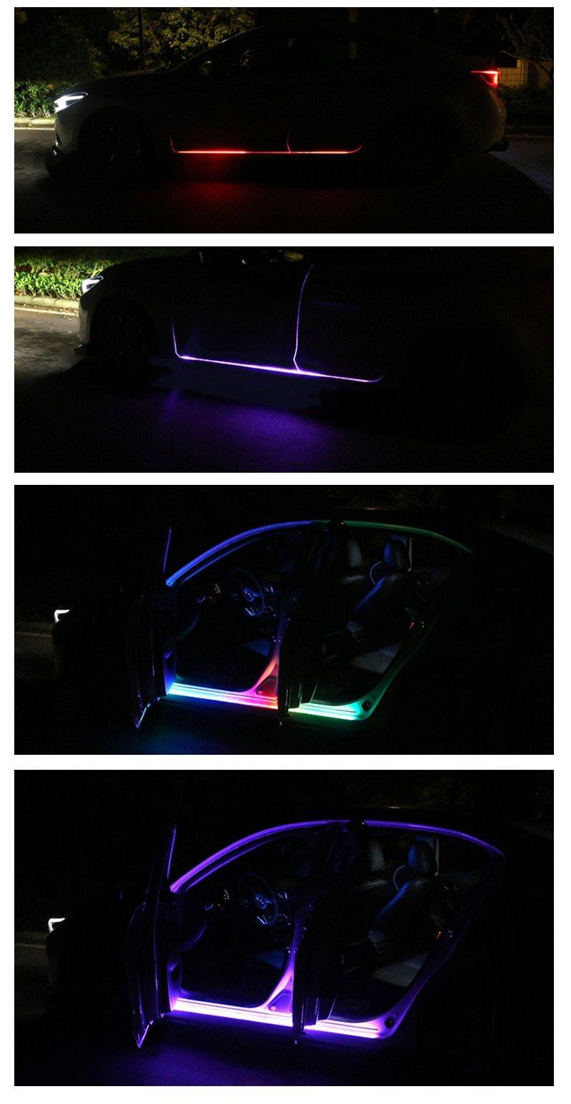 2PCS Car Door Streamer Lights Waterproof Car Flexible RGB Light Strip LED Lamp - KinglyDay