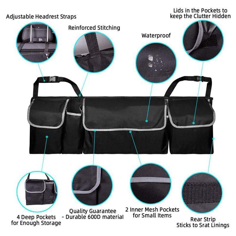 Car Trunk Organizer Car Interior Accessories Back Seat Storage Box Bag Oxford - KinglyDay