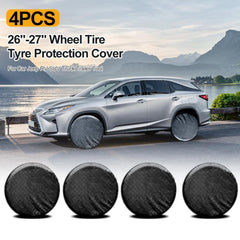 4PCS 26"-27" Waterproof Wheel Tire Covers Sun Protector for Truck Car RV Trailer SUV Black - KinglyDay