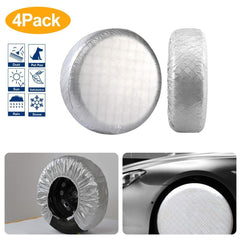 4PCS 26"-27" Waterproof Wheel Tire Covers Sun Protector for Truck Car RV Trailer SUV White - KinglyDay