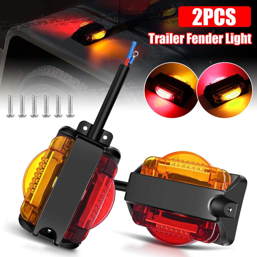 2PCS Amber Red 14 LED Trailer Fender Lights Clearance Marker Lights for Trucks 12V - KinglyDay