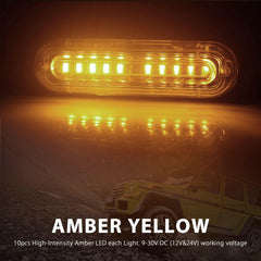 4x 10 LED Strobe Lights Emergency Flashing Warning Yellow Amber Light 12V 24V - KinglyDay
