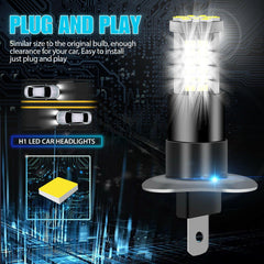 2Pcs H1 57-SMD 6000K Super White 100W 3200LM LED Fog Driving DRL Bulbs Lamp Kit - KinglyDay