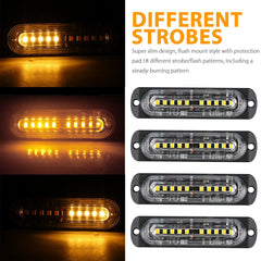 4x 10 LED Strobe Lights Emergency Flashing Warning Yellow Amber Light 12V 24V - KinglyDay