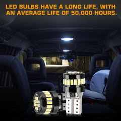 10x White LED T10 194 168 W5W Interior Map Car Trunk License Plate Light Bulbs - KinglyDay