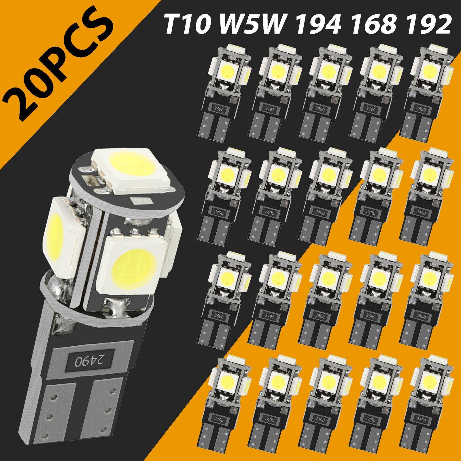 20x T10 Super Bright LED Car Canbus Error Free Light Dome Map Bulbs 168 194 W5W - KinglyDay