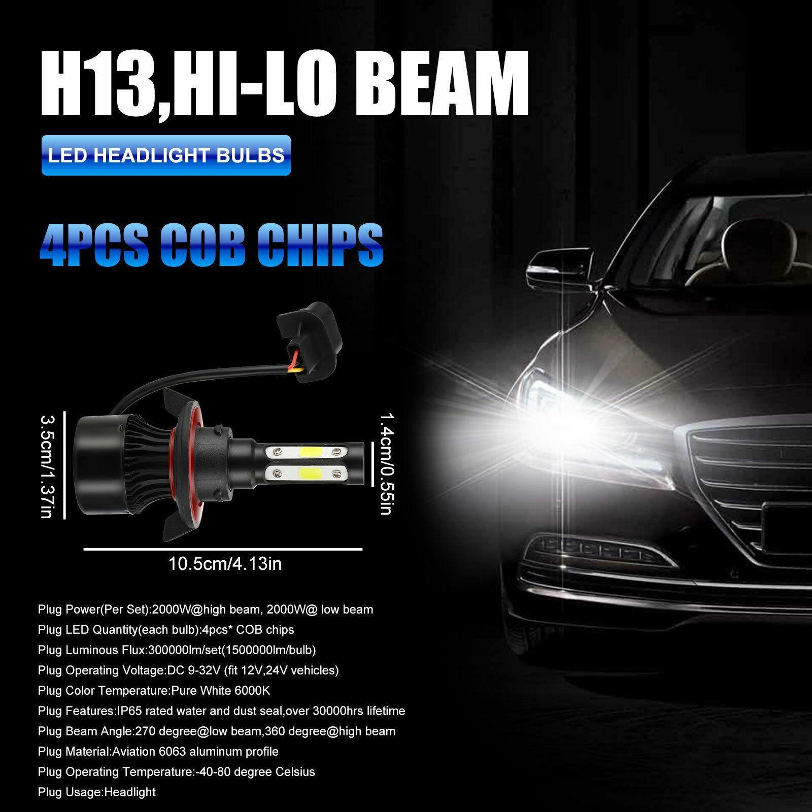 H10 H13 9145 9008 LED Headlight Fog bulbs Hi/Lo Beam 6000K 2000W For Ford F-150 F-250 F-350 - KinglyDay