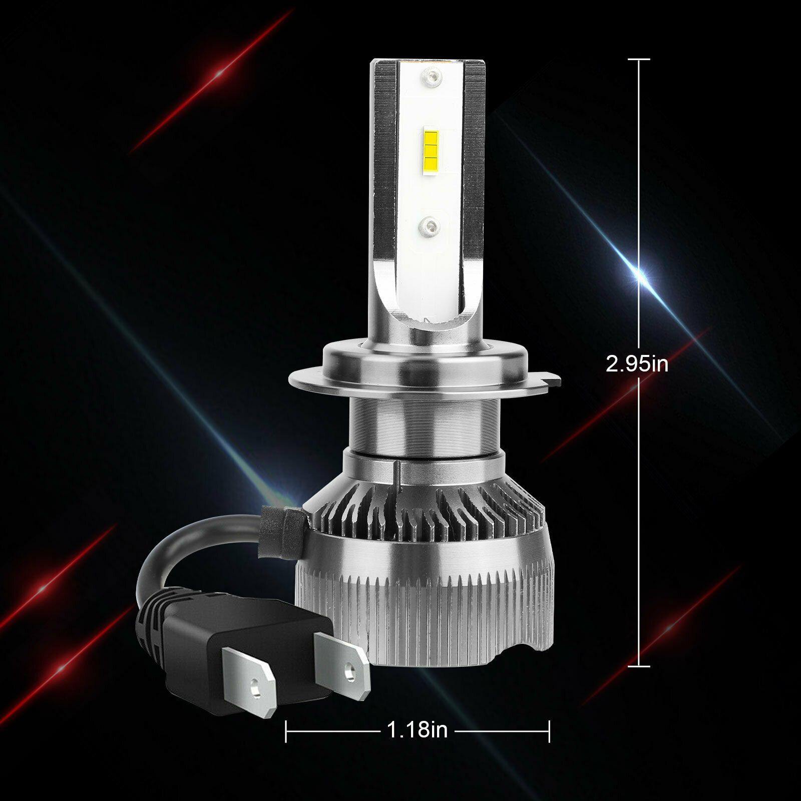 2x H7 Super Bright CSP LED Headlight Bulbs Kit High Low Beam 6000K Xenon White - KinglyDay