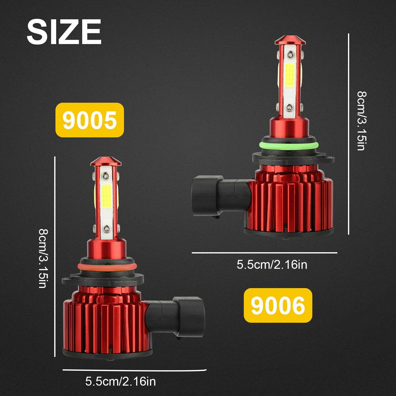 4PCS 9005 9006 CREE LED Combo Headlight Bulbs High Low Beam Kit 6500K Super White - KinglyDay