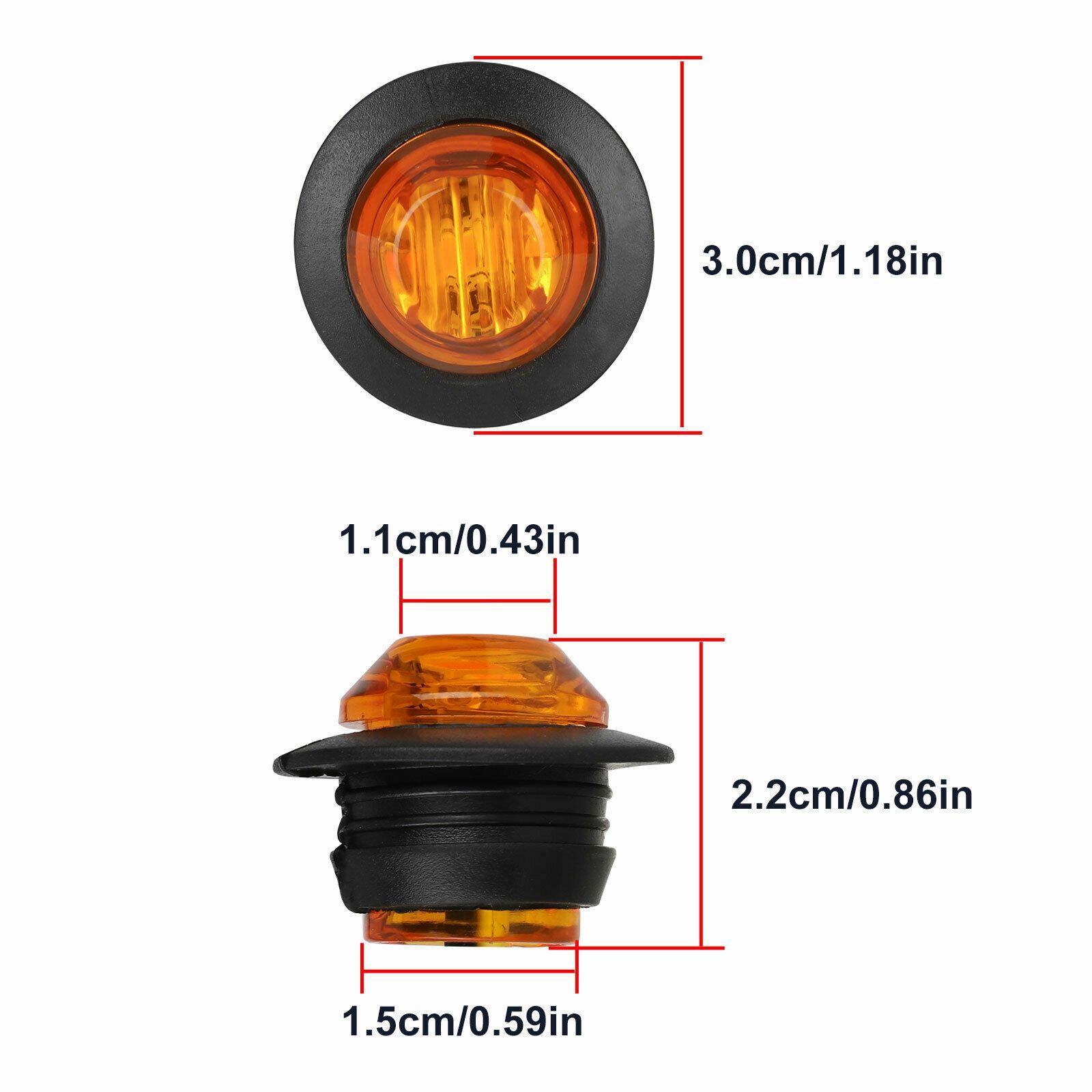 10X Round Amber 3/4'' Side Marker LED Bullet Clearance Light For Truck Trailer - KinglyDay