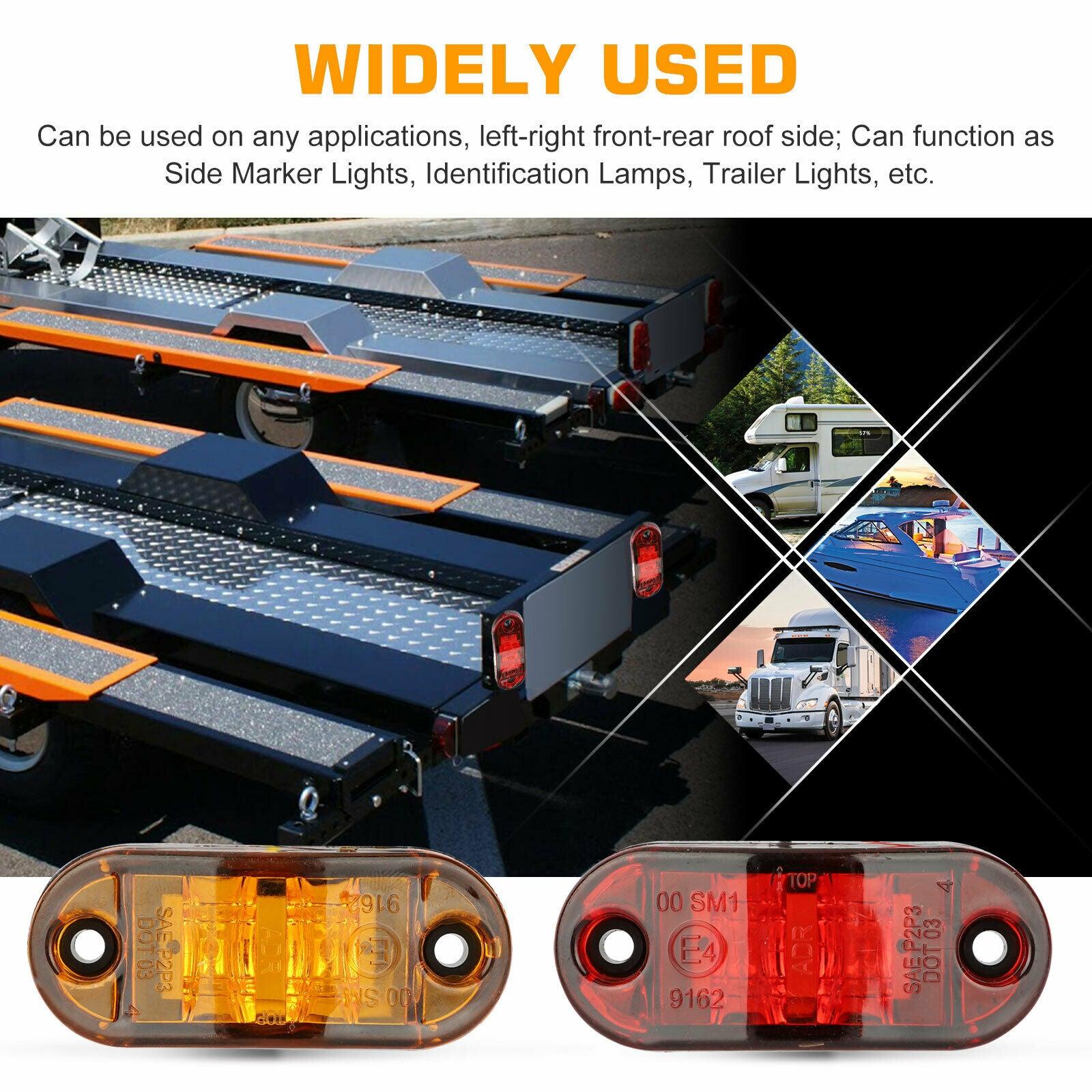 5x Red + 5x Amber 2.5" LED Side Marker Clearance Light For Trailer Truck Pickup - KinglyDay
