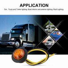 10X Round Amber 3/4'' Side Marker LED Bullet Clearance Light For Truck Trailer - KinglyDay